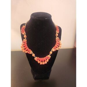 J.Crew coral statement necklace faux gold